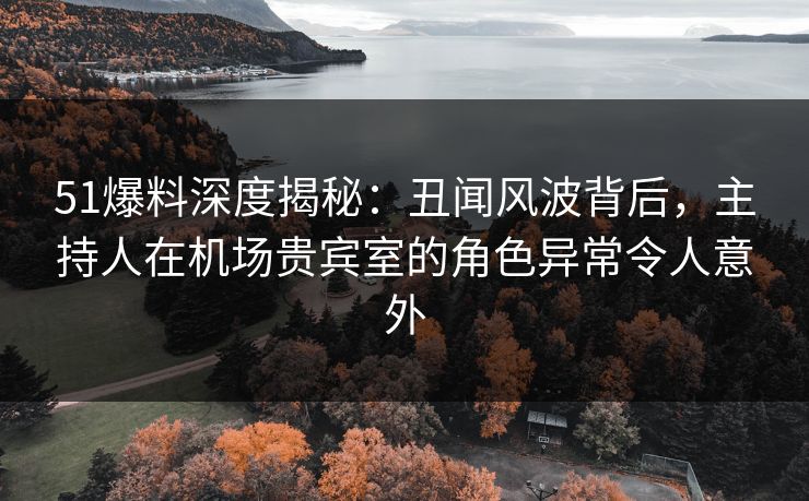 51爆料深度揭秘：丑闻风波背后，主持人在机场贵宾室的角色异常令人意外