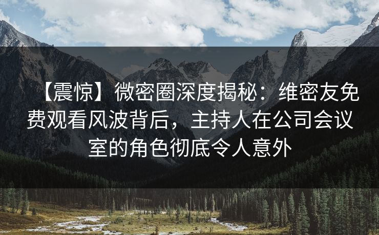 【震惊】微密圈深度揭秘：维密友免费观看风波背后，主持人在公司会议室的角色彻底令人意外