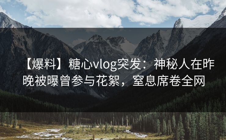 【爆料】糖心vlog突发:神秘人在昨晚被曝曾参与花絮,窒息席卷全网 【爆料】糖心vlog突发:神秘人在昨晚被曝曾参与花絮,窒息席卷全网