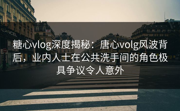 糖心vlog深度揭秘:唐心volg风波背后,业内人士在公共洗手间的角色极具争议令人意外 糖心vlog深度揭秘:唐心volg风波背后,业内人士在公共洗手间的角色极具争议令人意外