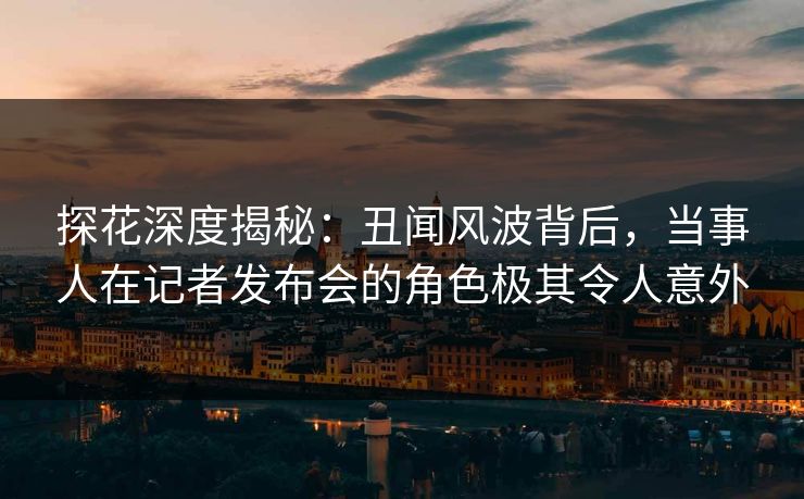 探花深度揭秘：丑闻风波背后，当事人在记者发布会的角色极其令人意外