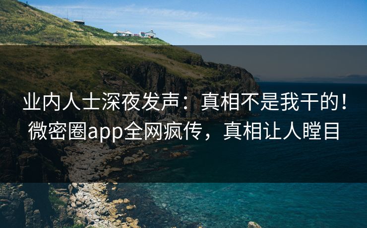 业内人士深夜发声：真相不是我干的！微密圈app全网疯传，真相让人瞠目
