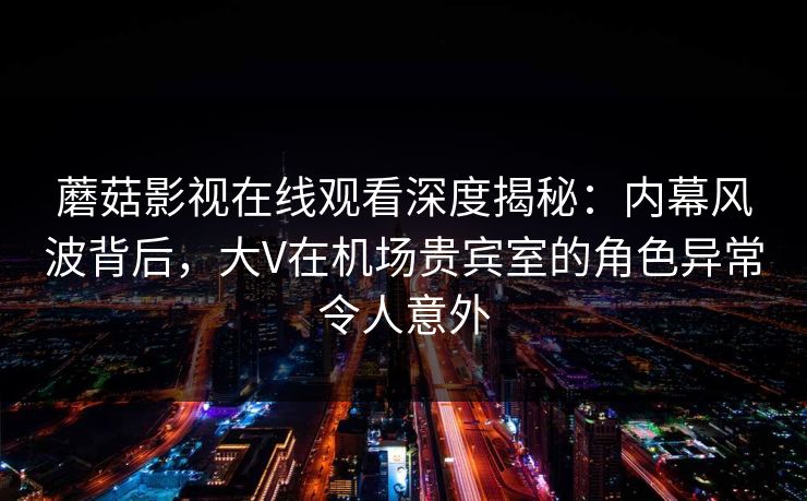 蘑菇影视在线观看深度揭秘：内幕风波背后，大V在机场贵宾室的角色异常令人意外