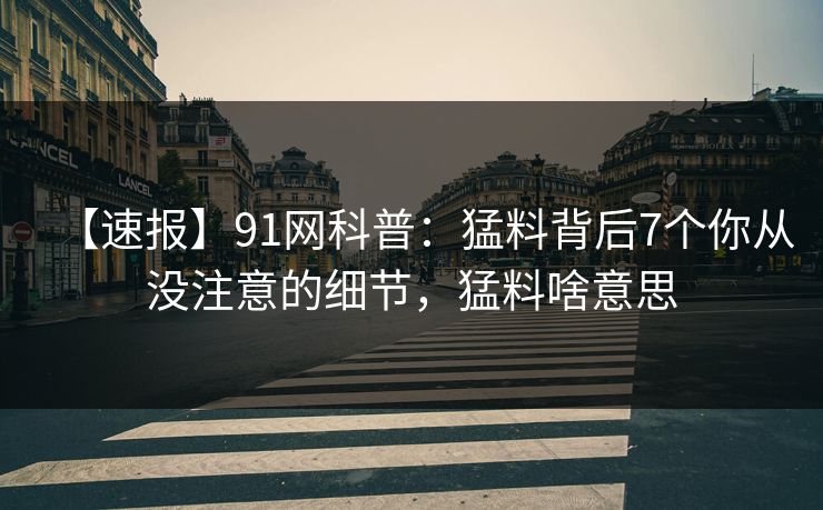 【速报】91网科普：猛料背后7个你从没注意的细节，猛料啥意思